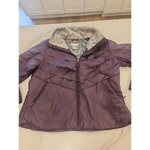 Columbia Womens 2XL  Interchange Omni Heat Puffer Coat Jacket Faux Fur Purple